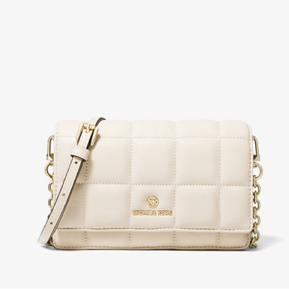 Michael Kors Small Quilted Leather Smartphone Crossbody Bag- PINK